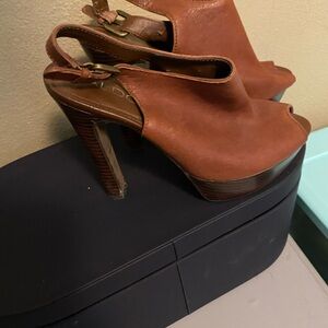 Aldo Women's Brown Peep Toe Heels